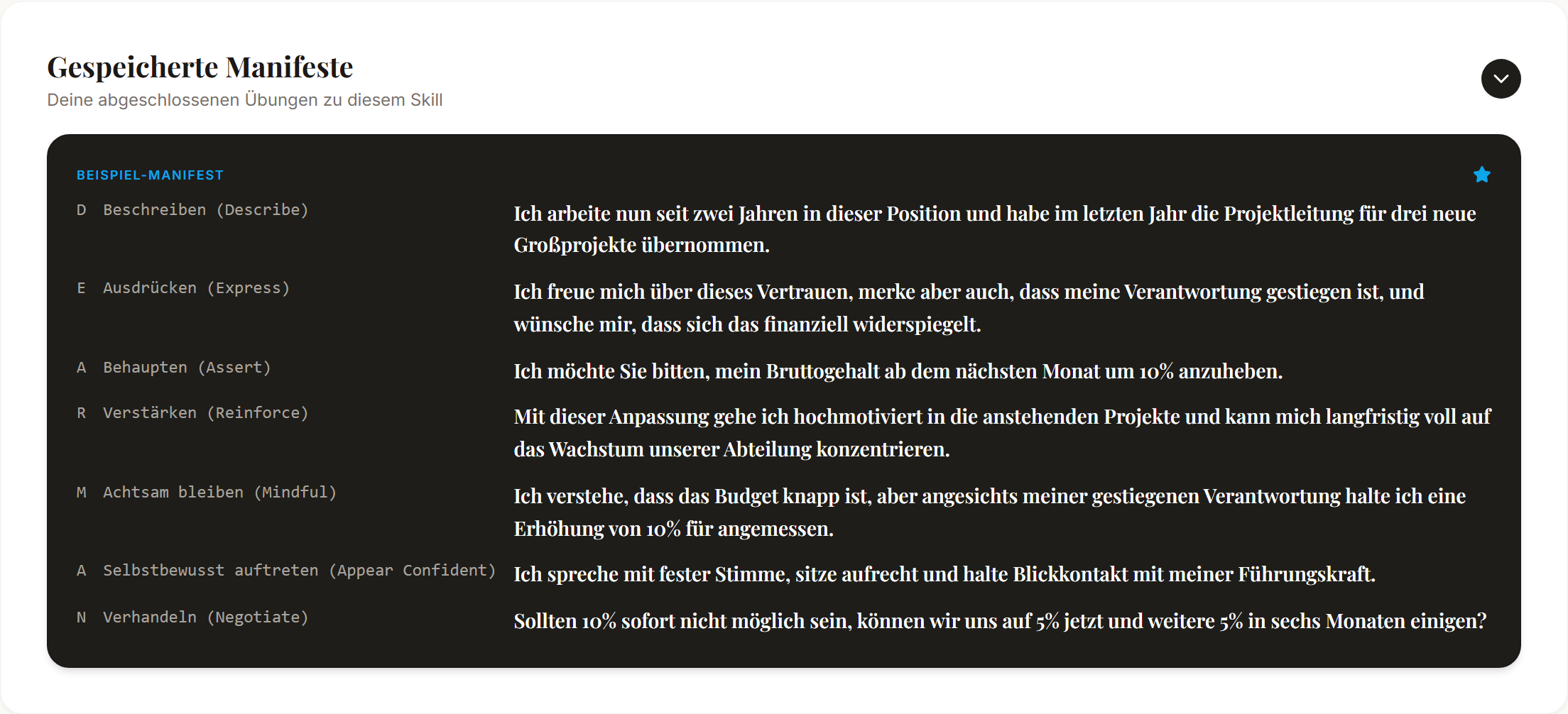 Das abgeschlossene Skript, in der App als Manifest bezeichnet.