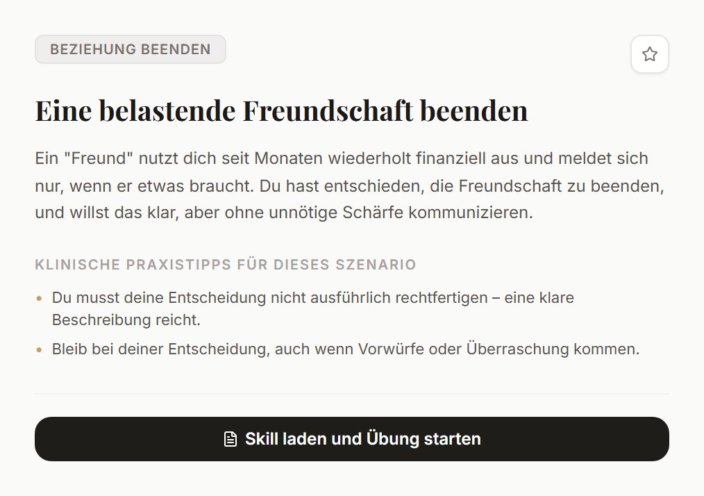 Ein Praxis-Szenario mit Ausgangslage und Einstieg ins Training.